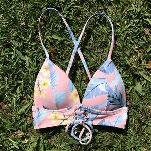 Pastel Tropical Print Push Up Bikini Top
